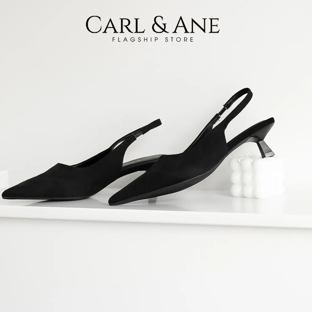 Ảnh Carl & Ane - Giày cao gót nữ dáng Slingback mũi nhọn phong cách thanh lịch cao 5cm màu đen - CL036 1