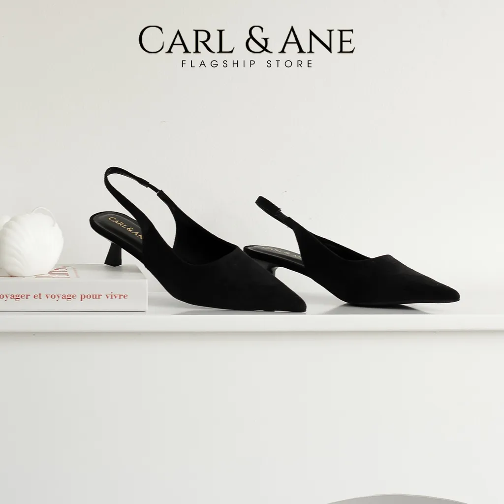 Ảnh Carl & Ane - Giày cao gót nữ dáng Slingback mũi nhọn phong cách thanh lịch cao 5cm màu đen - CL036 2