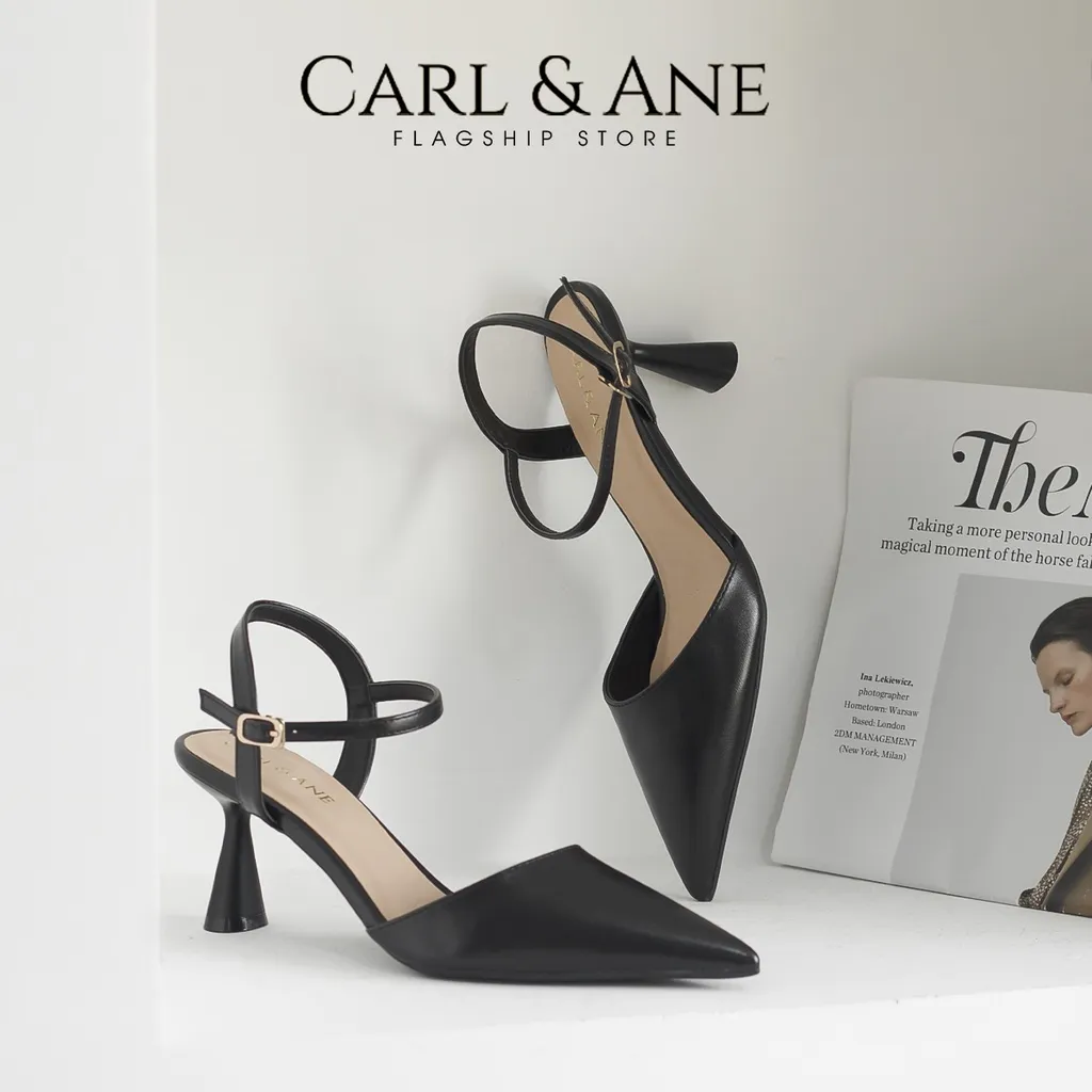 Ảnh Carl & Ane - Giày cao gót nữ mũi nhọn phong cách thanh lịch cao 7cm màu đen - CL039 2