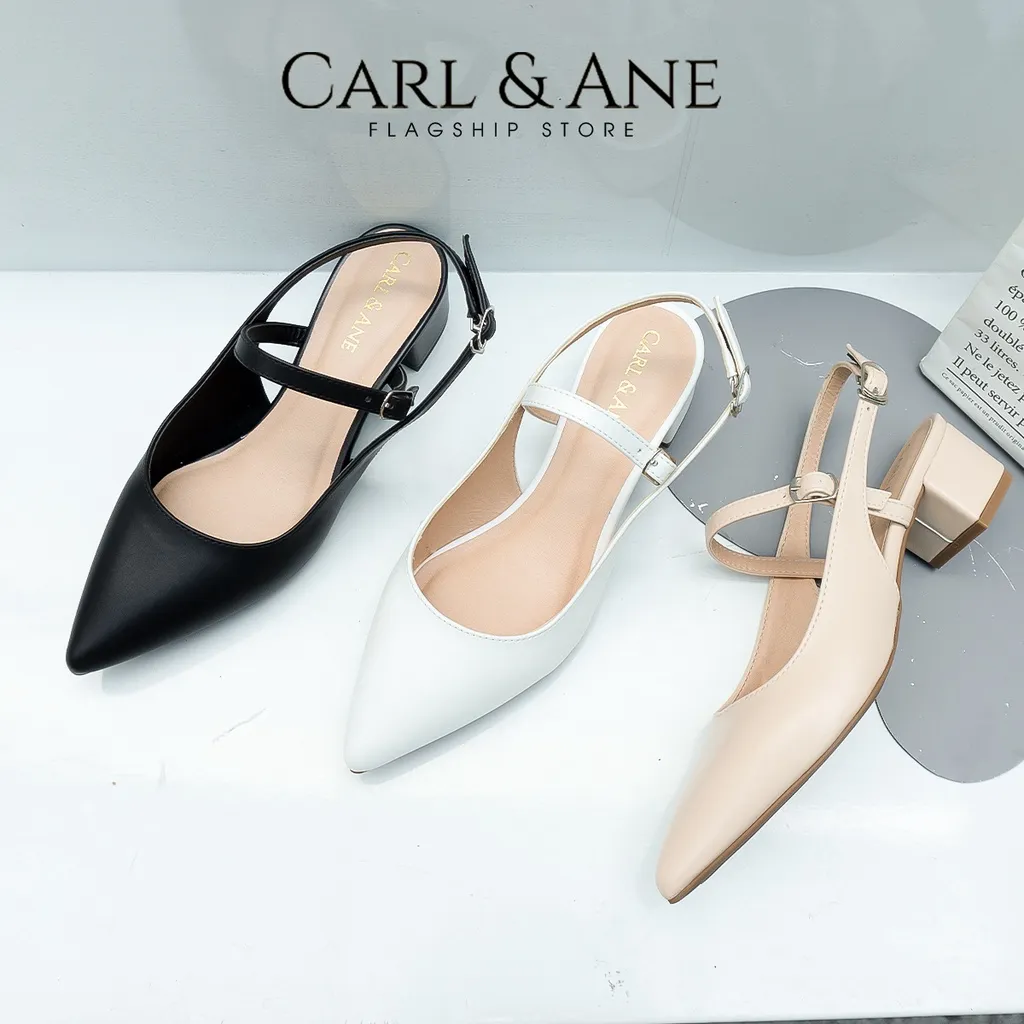 Ảnh Carl & Ane - Giày gót vuông mũi nhọn kiểu dáng thanh lịch cao 3,5cm màu đen - CL023 3