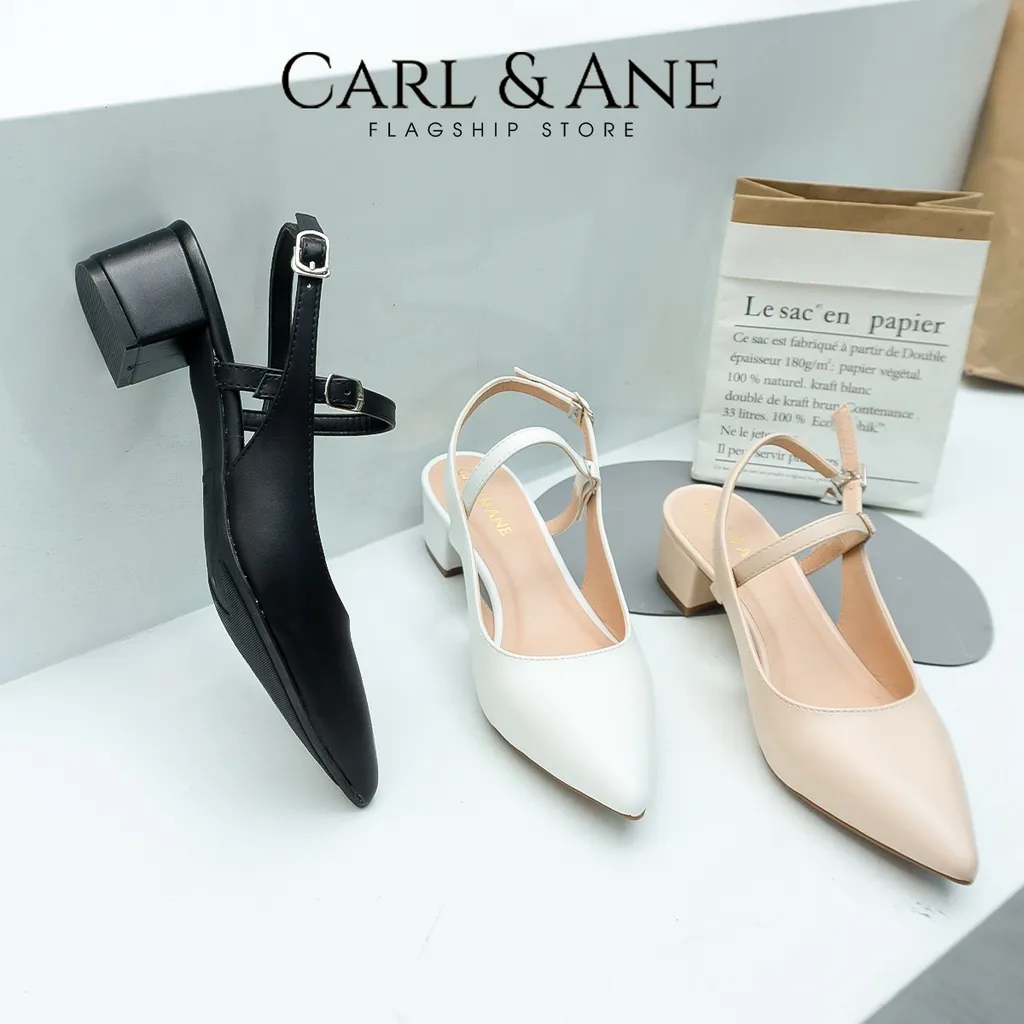 Ảnh Carl & Ane - Giày gót vuông mũi nhọn kiểu dáng thanh lịch cao 3,5cm màu đen - CL023 4