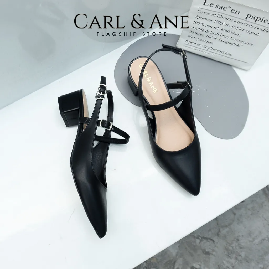 Ảnh Carl & Ane - Giày gót vuông mũi nhọn kiểu dáng thanh lịch cao 3,5cm màu nude - CL023 2