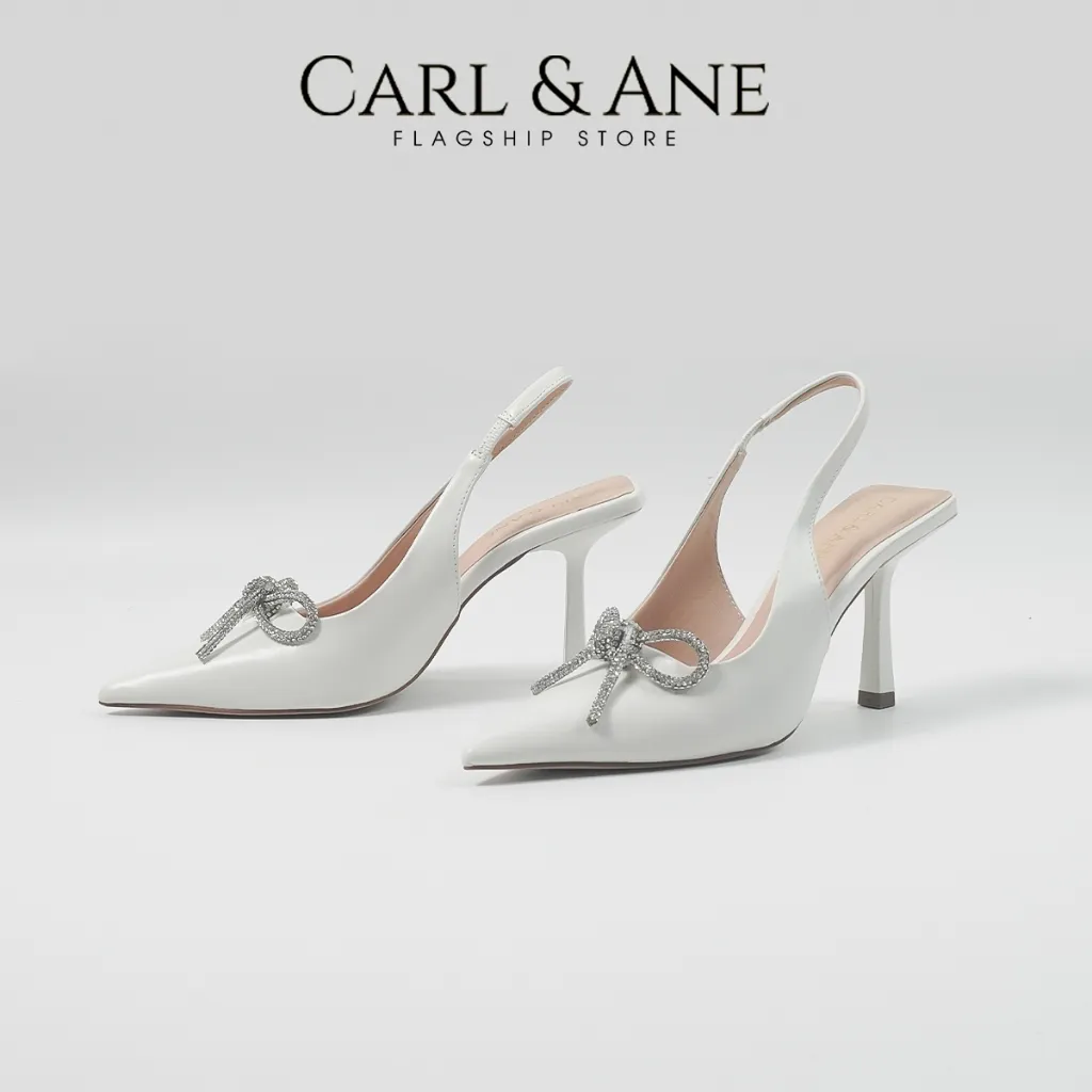 Ảnh Carl & Ane - Giày mũi nhọn đính đá pha lê sang trọng dự tiệc cao 8cm màu trắng - WD008 2