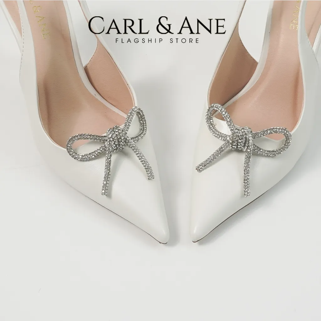 Ảnh Carl & Ane - Giày mũi nhọn đính đá pha lê sang trọng dự tiệc cao 8cm màu trắng - WD008 3
