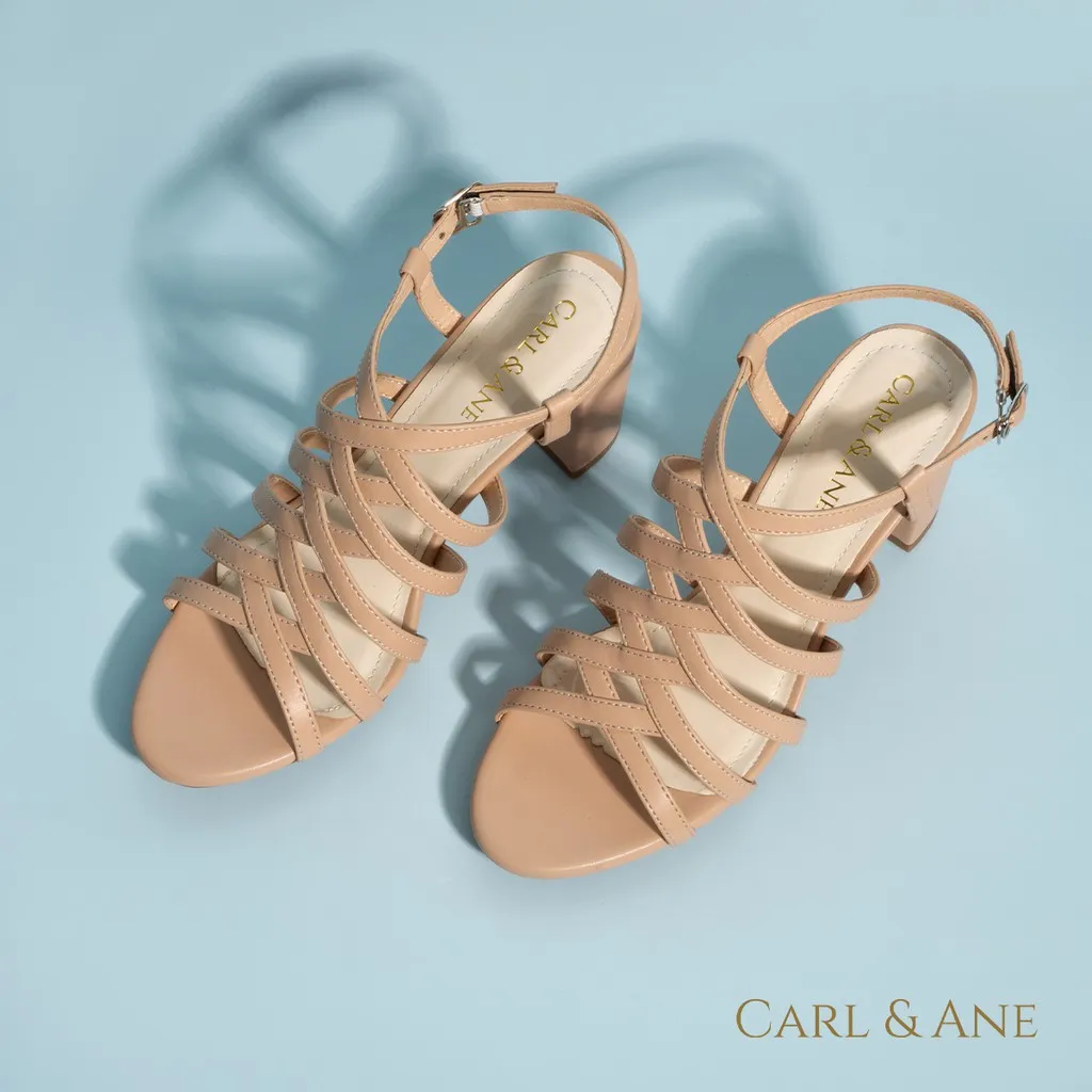 Ảnh Carl & Ane - Sandal cao gót nữ kiểu dáng chiến binh thời trang màu kem _ CS001 2