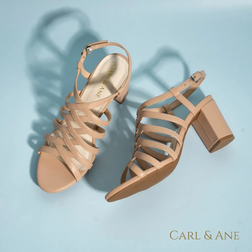 Ảnh Carl & Ane - Sandal cao gót nữ kiểu dáng chiến binh thời trang màu kem _ CS001 3
