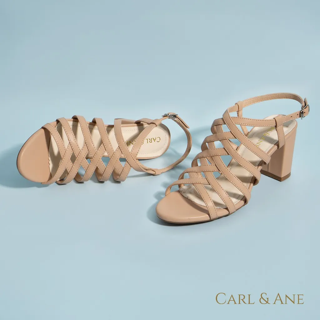 Ảnh Carl & Ane - Sandal cao gót nữ kiểu dáng chiến binh thời trang màu kem _ CS001 4