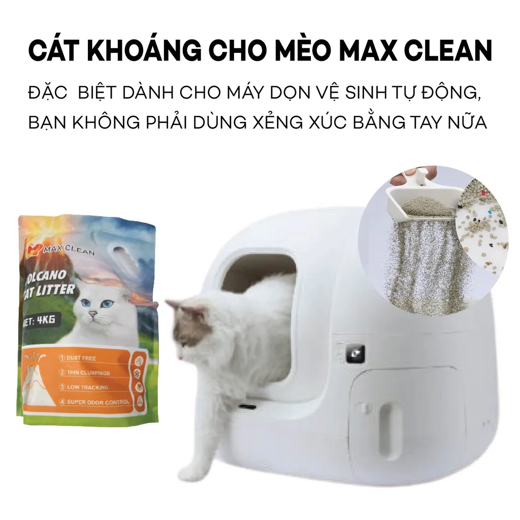 Ảnh Cát Khoáng Cho Mèo Max Clean, Cát Vệ Sinh Cao Cấp Chuyên Dùng Cho Máy Vệ Sinh, Máy Dọn Phân Mèo 3