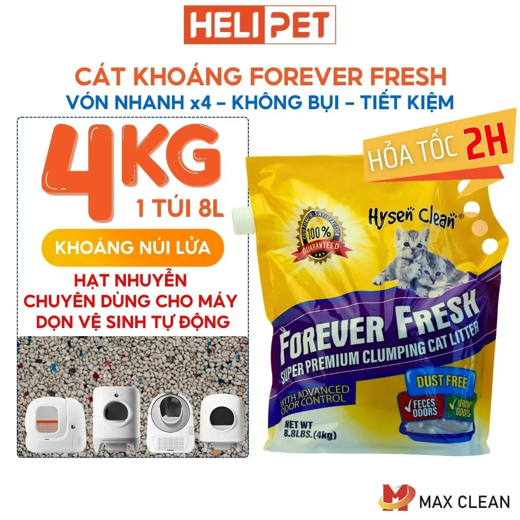 Ảnh Cát Vệ Sinh Cao Cấp Cát Khoáng Max Clean Dùng Cho Khay Vệ Sinh, Máy Vệ Sinh Cho Mèo 4Kg Siêu Vón Không Bụi HeLiPet 1