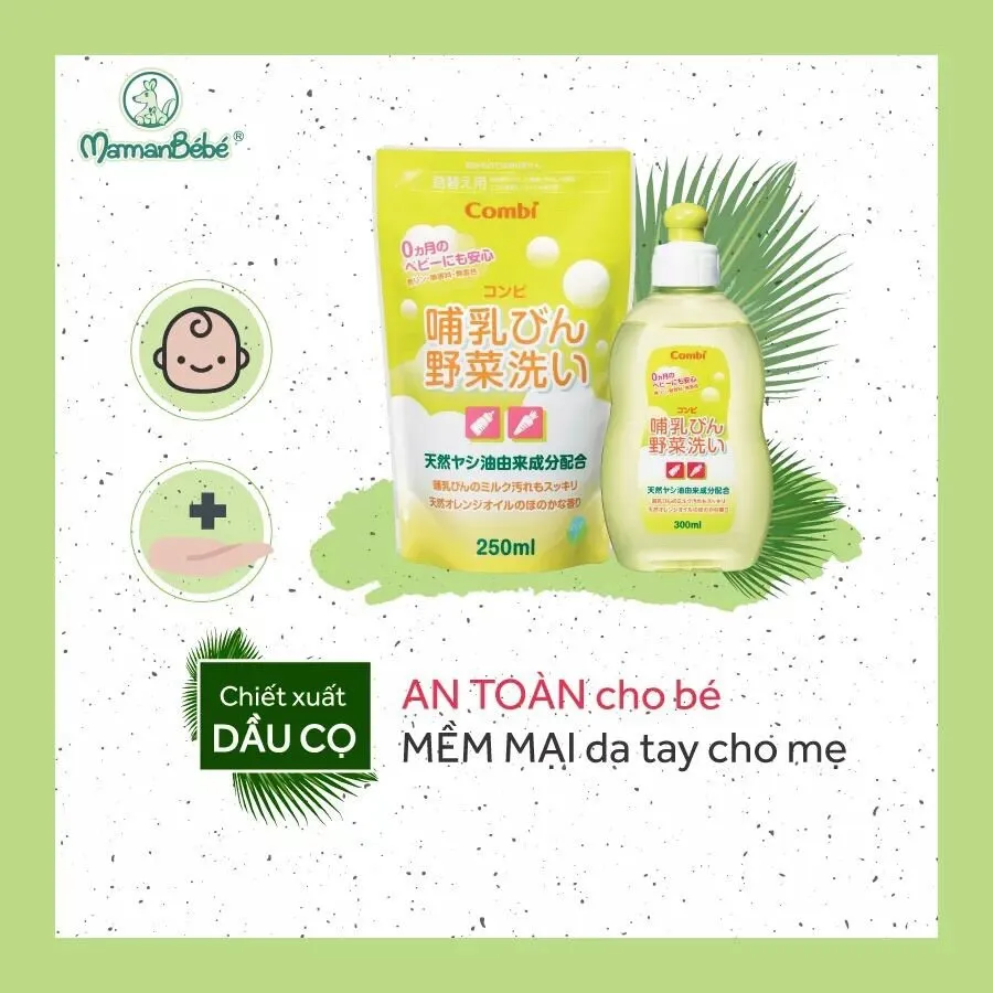 Ảnh Chai dung dịch rửa bình sữa và rau quả chiết xuất từ dầu cọ combi dung tích 300ml 4