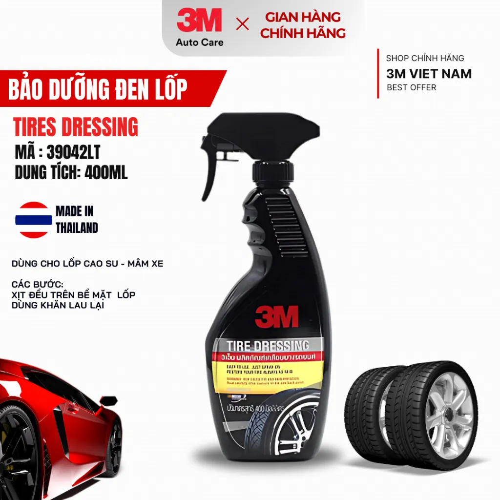 Ảnh Chai Xịt Bảo Dưỡng Và Phủ Bóng Lốp Xe 3M™  39042 LT Tire Dressing 400ml  NK Thái Lan 2