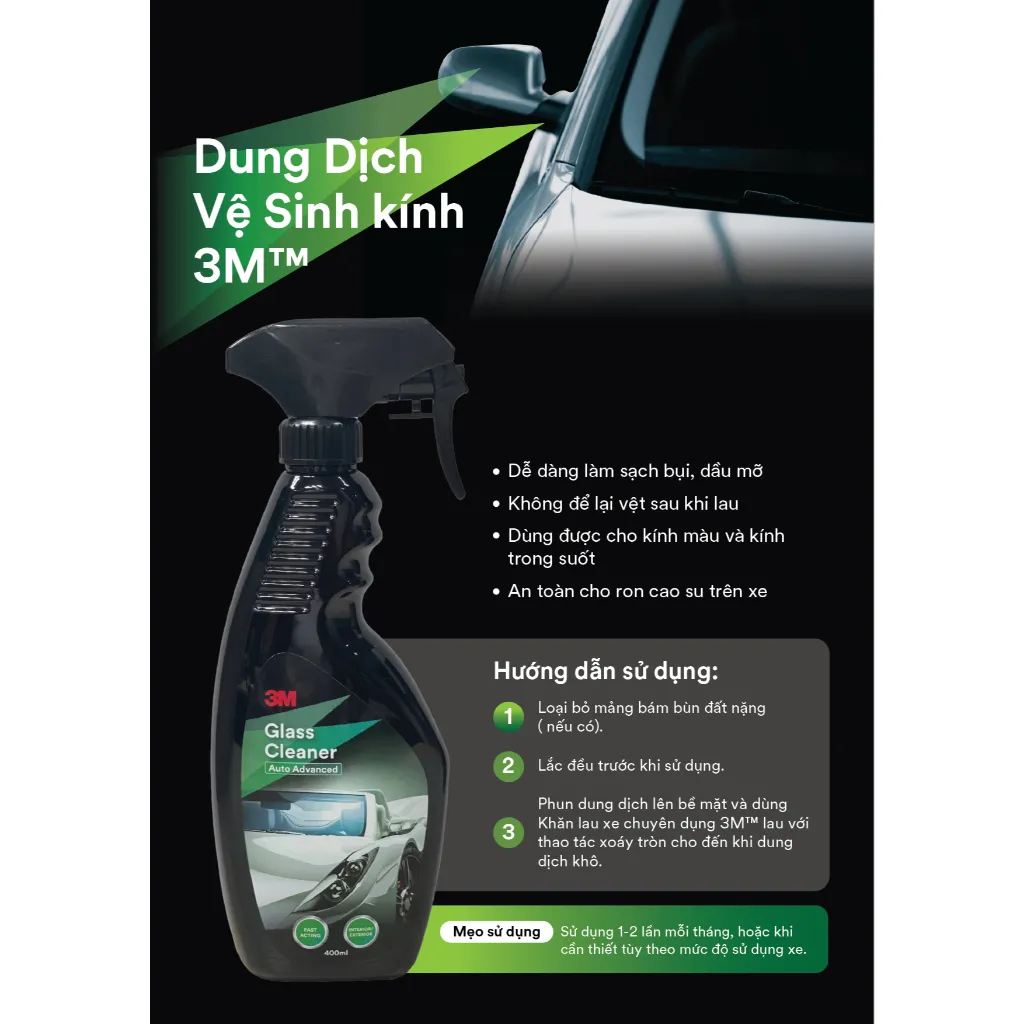 Ảnh Chai xịt bảo dưỡng và vệ sinh kính xe hơi 3M GLASS CLEANER - 400ml 2