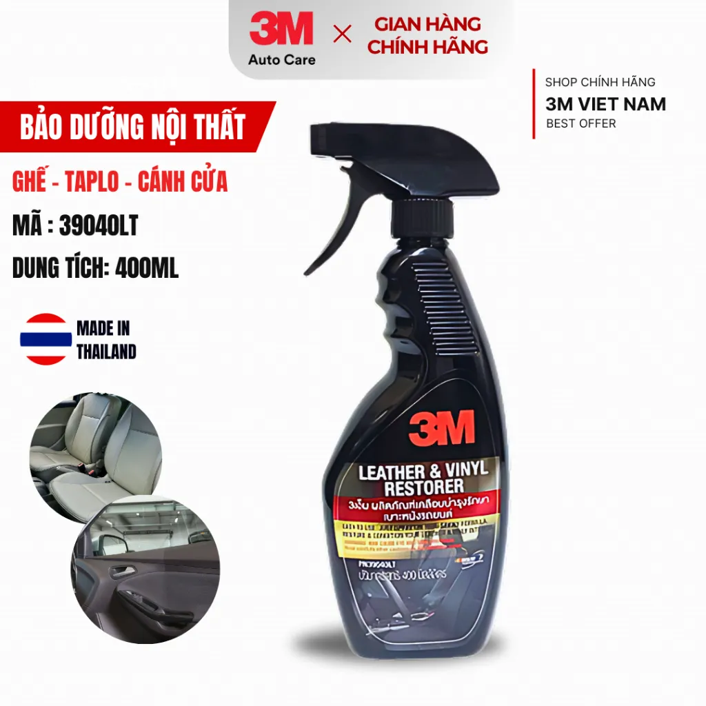 Ảnh Chai xịt chăm sóc và bảo vệ nội thất da nhựa ô tô 3M™  Leather & Vinyl Cleaner/Restor 39040LT 2