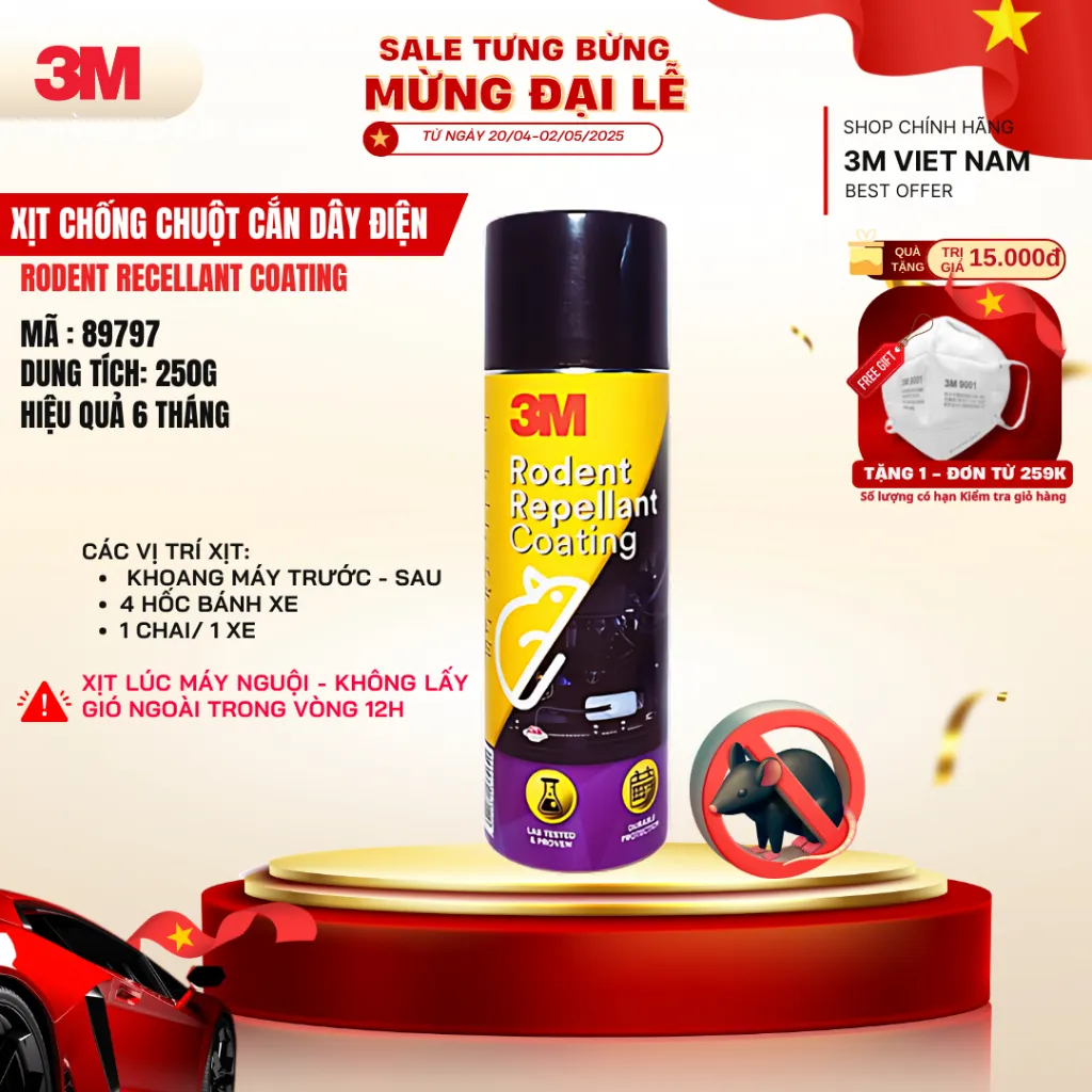 Ảnh Chai Xịt Chống Chuột căn dây điện khoang máy oto - 3M™ Rodent Repellant Coating 250G 1