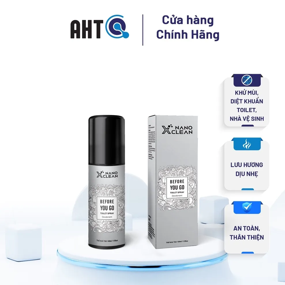 Ảnh CHAI XỊT DIỆT KHUẨN KHỬ MÙI BỒN CẦU TOILET NHÀ VỆ SINH 40ML-NANO XCLEAN TOILET SPRAY- AHT CORP (AHTC) 1