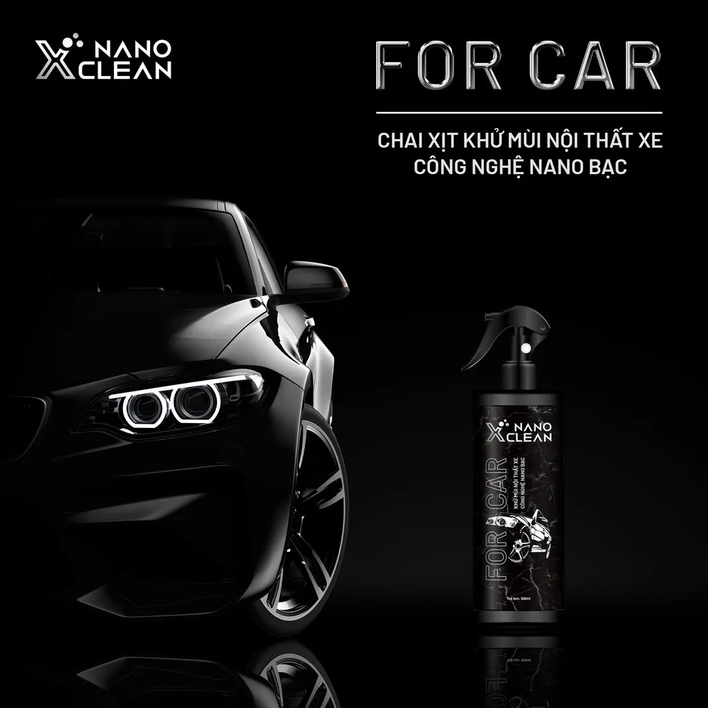 Ảnh Chai xịt diệt khuẩn khử mùi xe ô tô, khử mùi xe hơi Nano Xclean For Car 500ml-Khử mùi Say xe, Hải Sản, Ẩm mốc 3