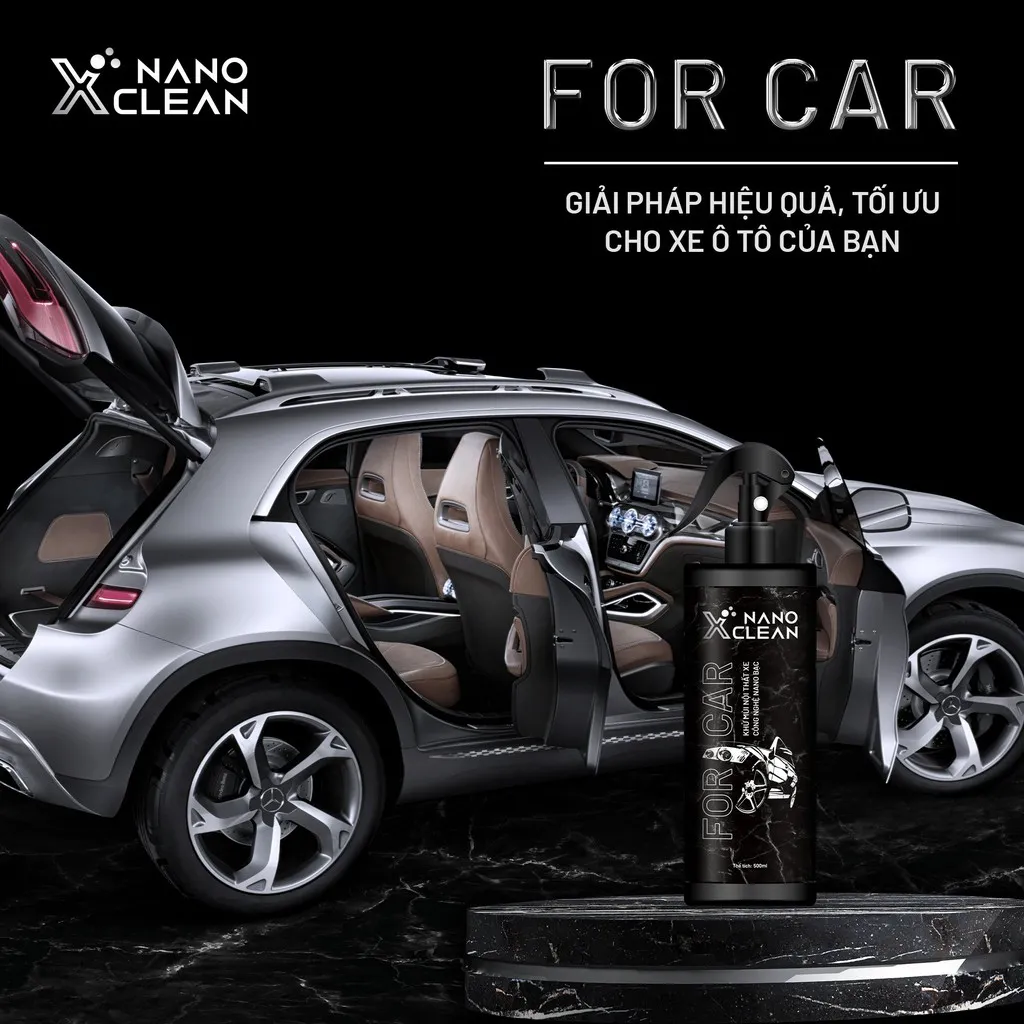 Ảnh Chai xịt diệt khuẩn khử mùi xe ô tô, khử mùi xe hơi Nano Xclean For Car 500ml-Khử mùi Say xe, Hải Sản, Ẩm mốc 4
