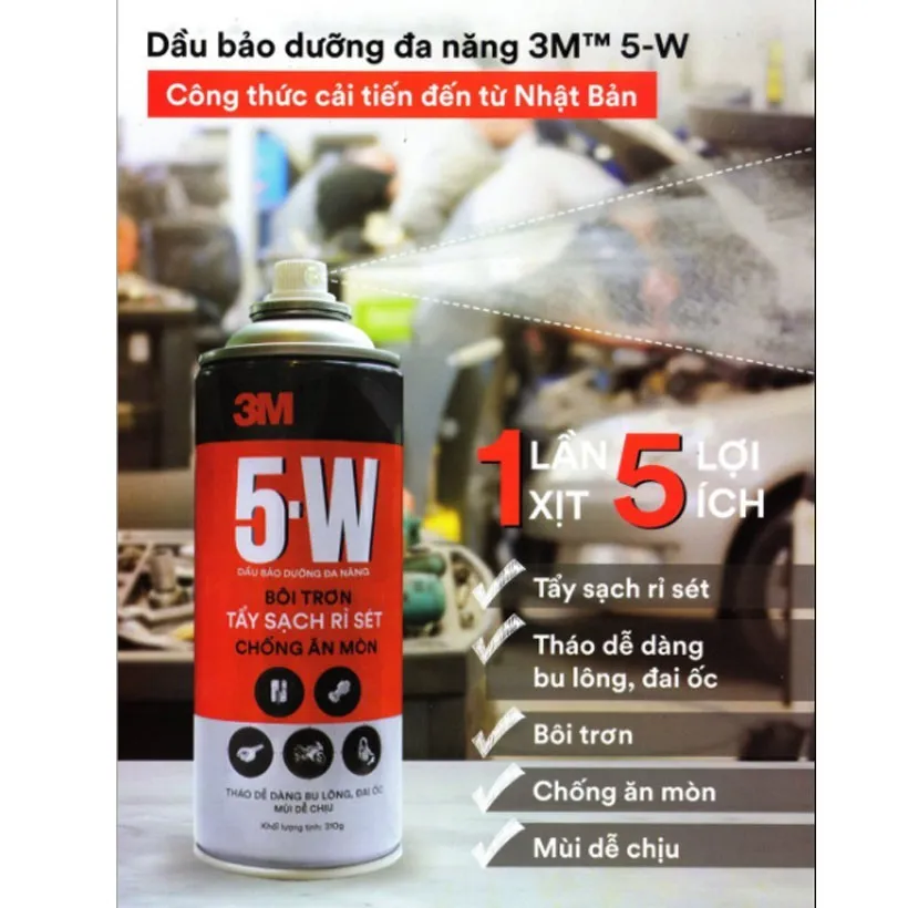 Ảnh Chai xịt Tẩy Rỉ Sét Và Bôi Trơn 5W - 3M™310g  Xịt ổ khoá, bảng lề, bugi, công tắc ôtô xe máy.. 3