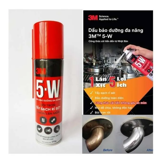 Ảnh Chai xịt Tẩy Rỉ Sét Và Bôi Trơn 5W - 3M™310g  Xịt ổ khoá, bảng lề, bugi, công tắc ôtô xe máy.. 4