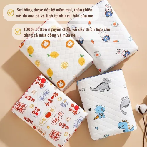 Ảnh Chăn choàng ủ, chăn quấn bé mùa hè chất cotton trần bông dệt kim bo viền thoáng mát, chăn đắp size 85x85cm IQKao CC01 2