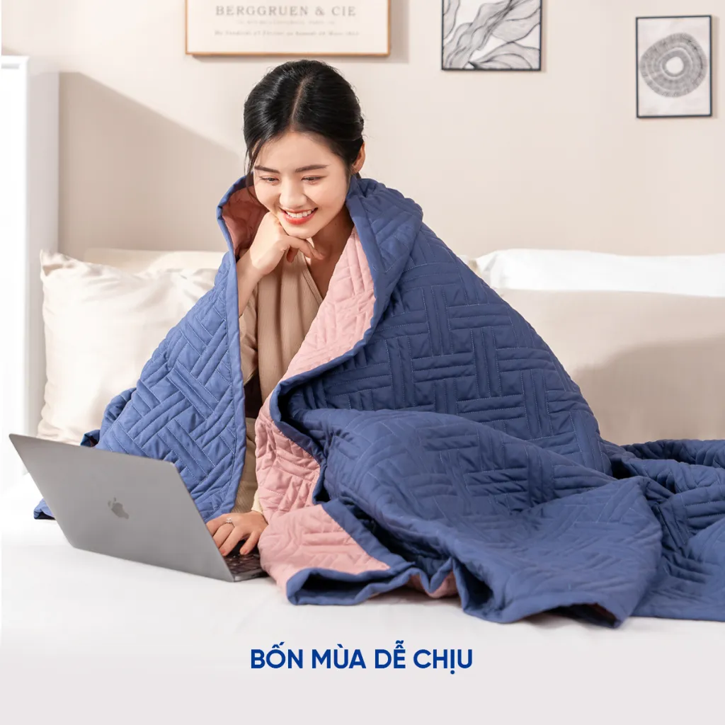Ảnh Chăn Goodnight Mori đơn sắc 160x200cm mềm mại, độ bền cao, kháng ẩm tốt 2