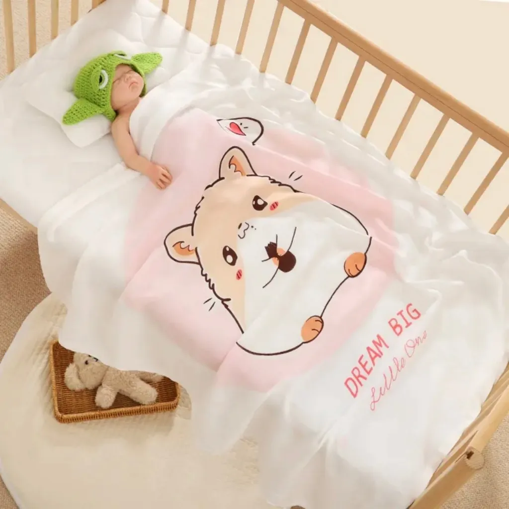 Ảnh Chăn Lụa Cotton Mùa Hè IQ KAO Chăn Quấn, Chăn Ủ Mềm Mát Kháng KhuẩnThoáng Khí Size 110x110cm 3
