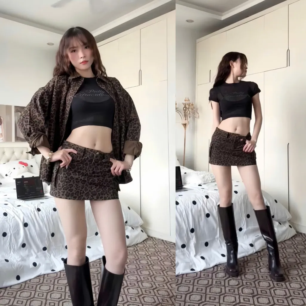 Ảnh Chân váy beo vải kaki túi hộp QUINN có lót quần - 𝐊𝐈𝐋𝐋 𝐒𝐘𝐒𝐓𝐄𝐌 3