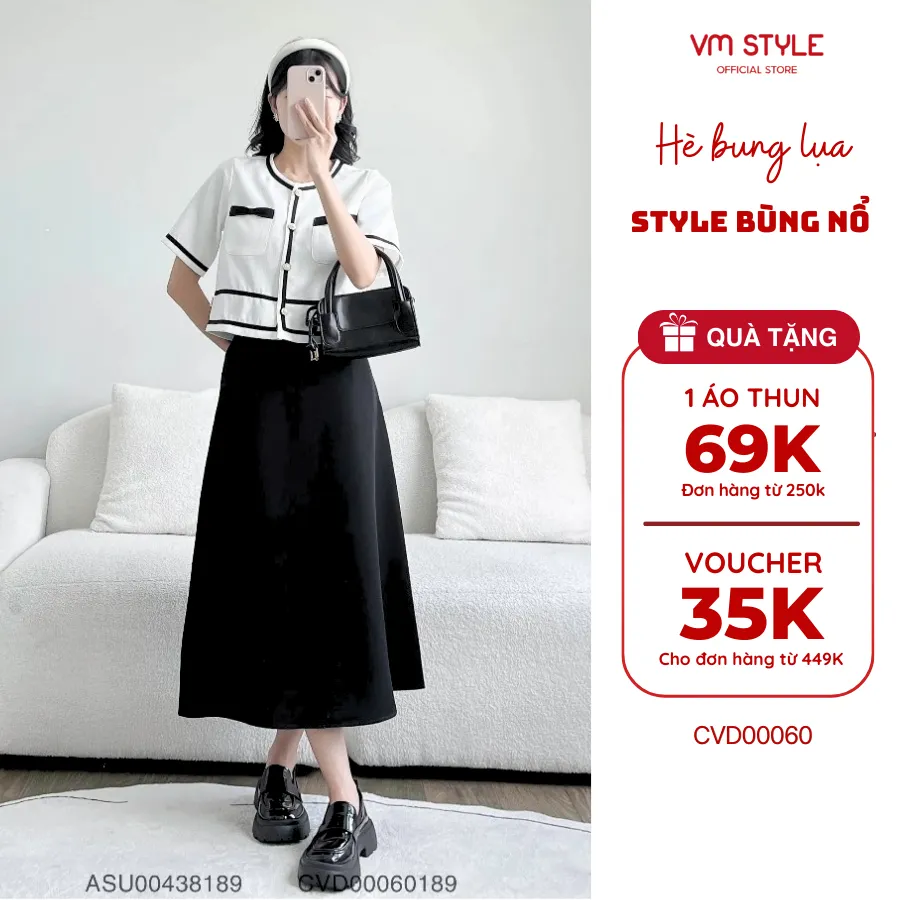 Ảnh Chân váy chữ a dáng dài VM STYLE, chân váy dài xoè trơn basic đi học, đi chơi, đi làm - CVD00060 1