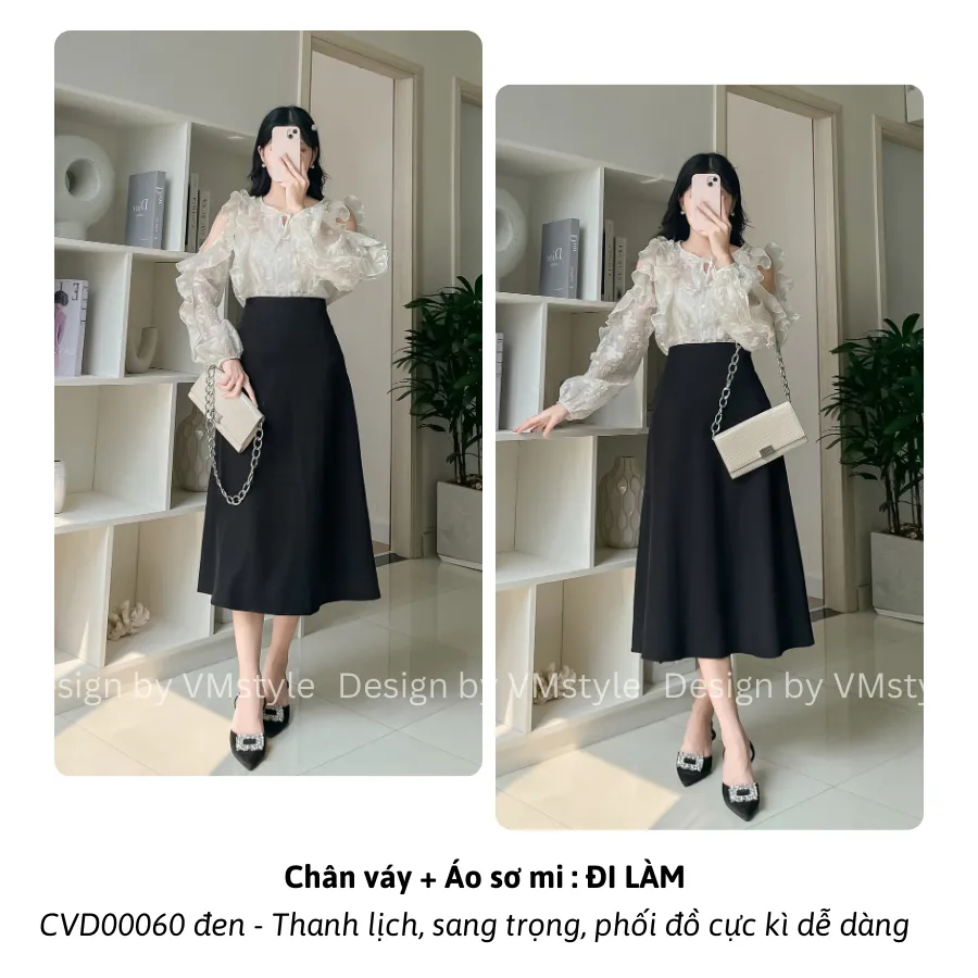 Ảnh Chân váy chữ a dáng dài VM STYLE, chân váy dài xoè trơn basic đi học, đi chơi, đi làm - CVD00060 4