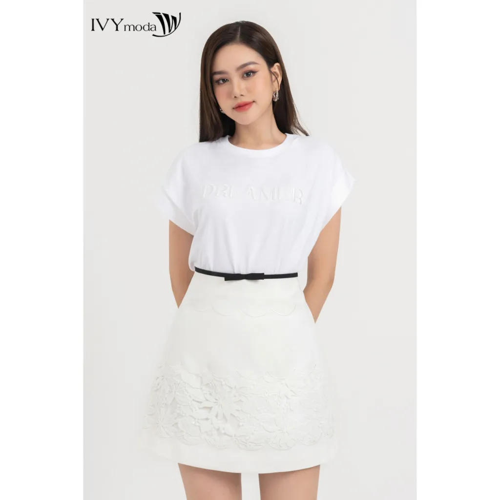 Ảnh Chân váy chữ A phối viền hoa nổi IVY moda MS 31M8312 2