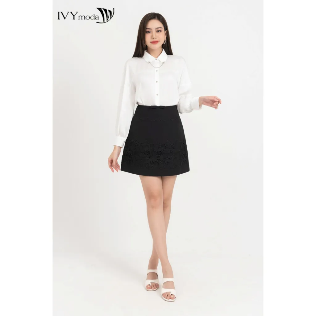 Ảnh Chân váy chữ A phối viền hoa nổi IVY moda MS 31M8312 4