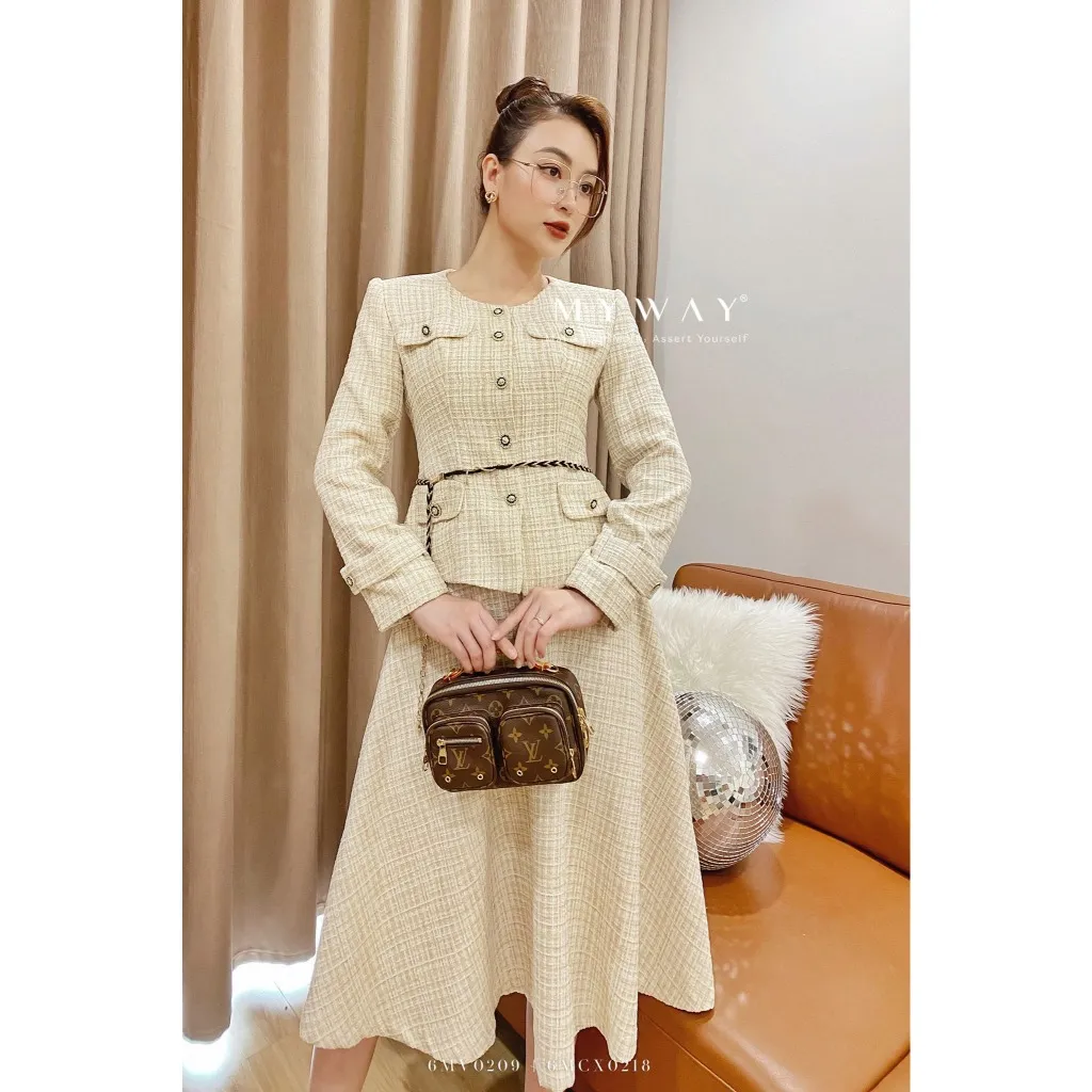 Ảnh Chân Váy Dạ Tweed Nữ MY WAY Dags Xòe Kẻ Ô Cao Cấp 6MCX0218 1