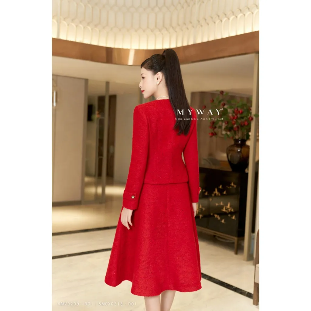 Ảnh Chân Váy Dạ Tweed Nữ MY WAY Dags Xòe Kẻ Ô Cao Cấp 6MCX0218 2