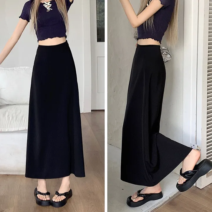 Ảnh Chân váy dài dáng suông nữ lưng cao THOCA HOUSE chân váy midi tôn dáng, dễ phối 2