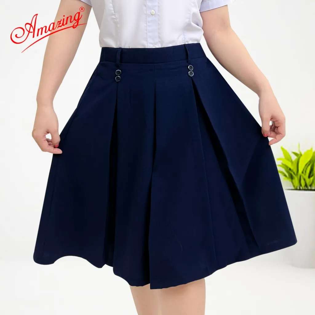Ảnh Chân váy học sinh, có quần bên trong, có túi đựng đồ, lưng chun phía sau, có size lớn, Amazing 3