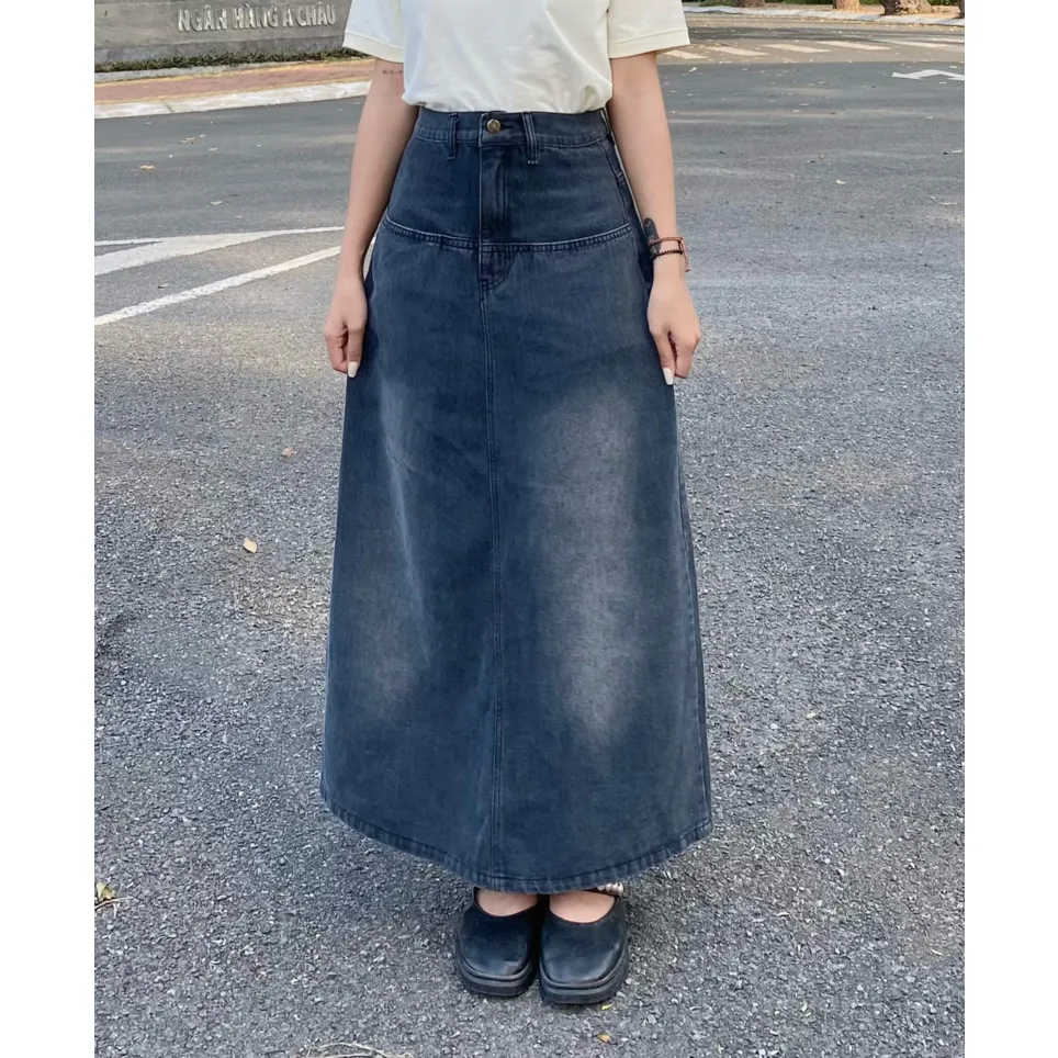 Ảnh Chân váy jean dáng dài  nữ thời trang thiết kế phong cách ulzzang Local Brand Midori Studio 1
