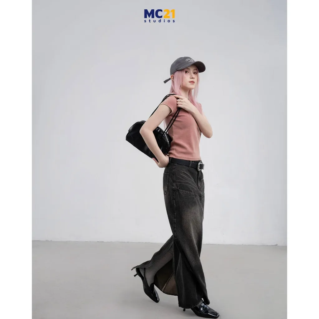 Ảnh Chân váy jeans dáng dài cạp thấp chất xịn dày dặn không xù MC21.studios v4106 1