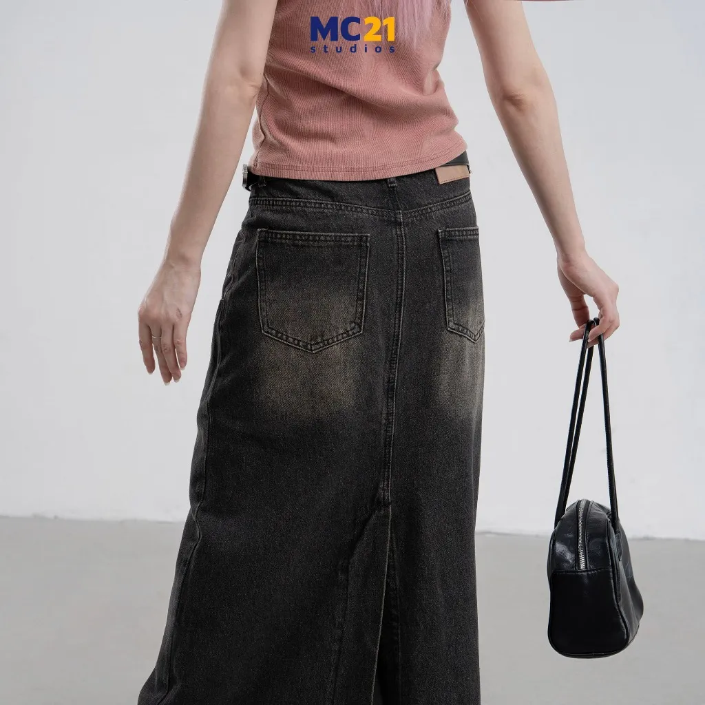 Ảnh Chân váy jeans dáng dài cạp thấp chất xịn dày dặn không xù MC21.studios v4106 3