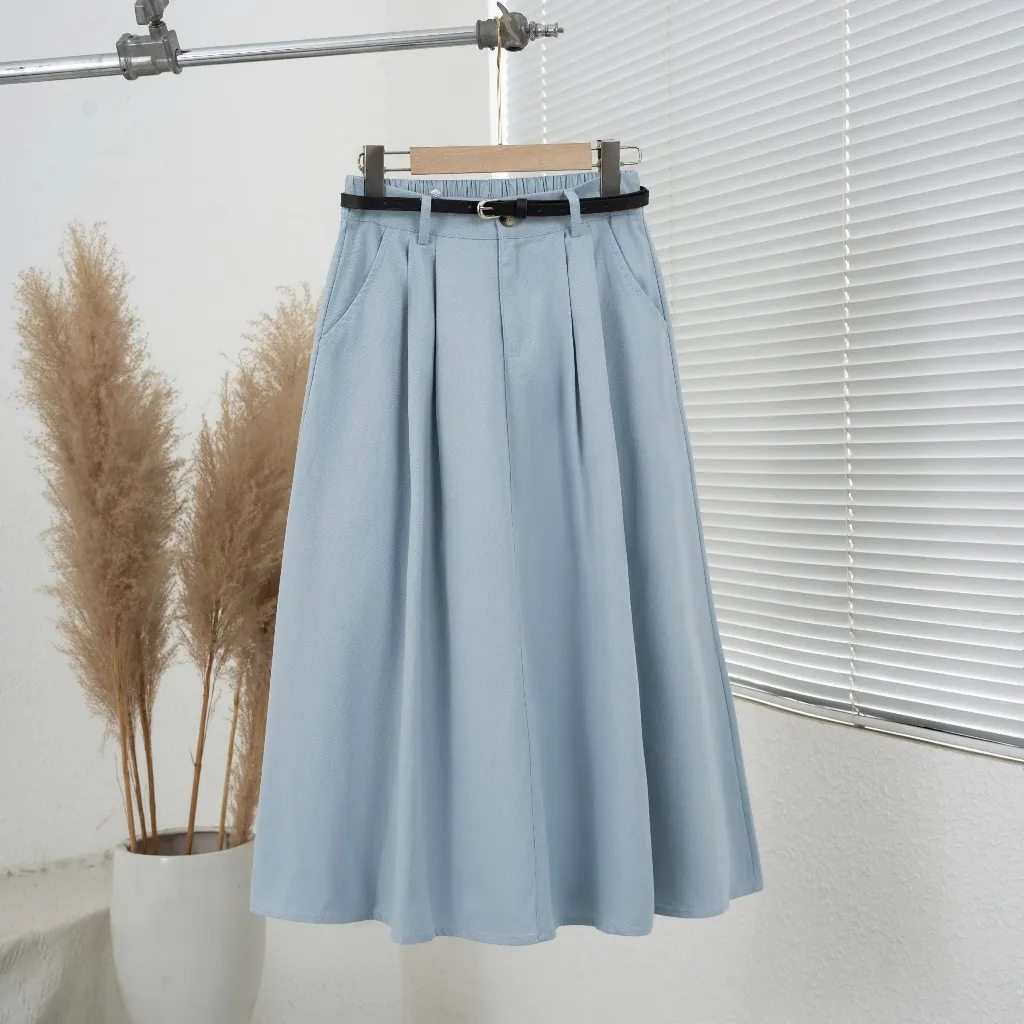 Ảnh Chân Váy Kaki 2328, Kiểu Dáng Xòe, Thiết Kế Cạp Bán Chun Co Giãn Dễ Mặc 1