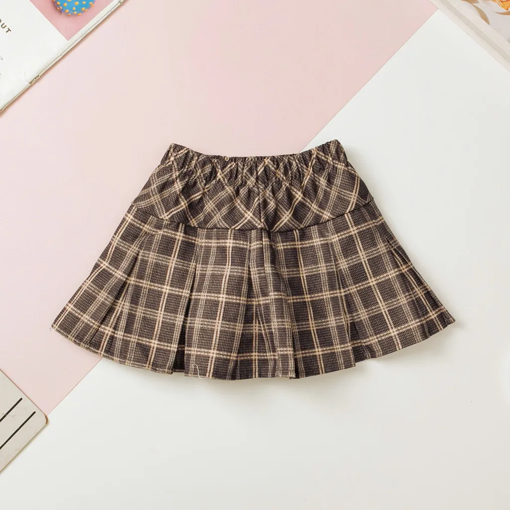 Ảnh Chân váy kaki kẻ xếp ly bé gái kèm quần lót LITIBABY size 4 đến 14 tuổi 1
