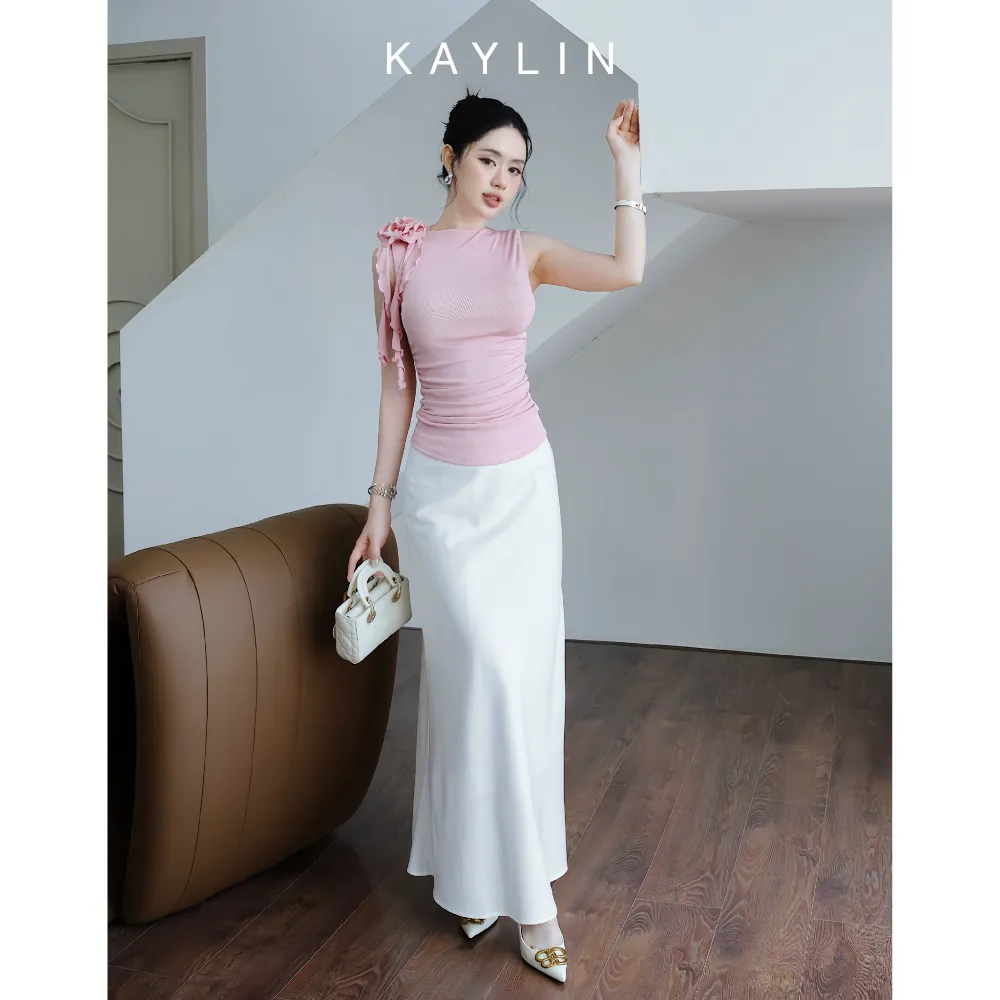 Ảnh Chân váy KAYLIN dài basic chất vải lụa mềm mịn mát lạnh phong cách thanh lịch N2118 1