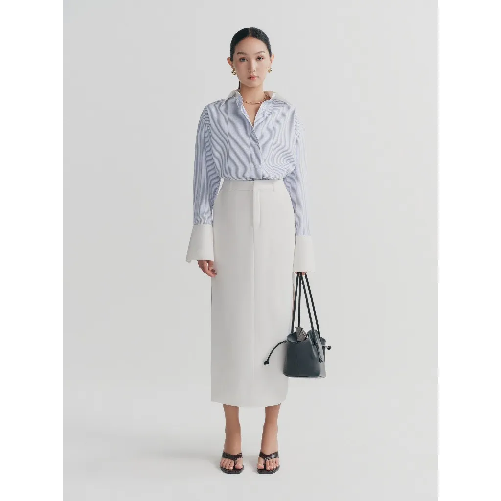 Ảnh Chân váy maxi MONO TALK dáng xuông xẻ tà hai bên poplin dày MOF23W-B10004TK 4