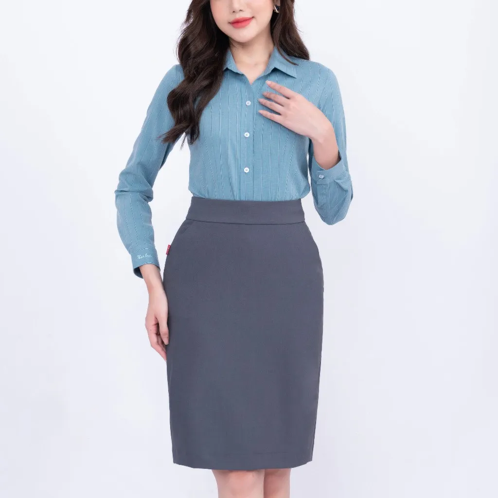 Ảnh Chân váy nữ bút chì CVW-R01 chất liệu cotton tự nhiên các màu dáng dài, dáng ngắn 1 lớp Thái Hòa 4