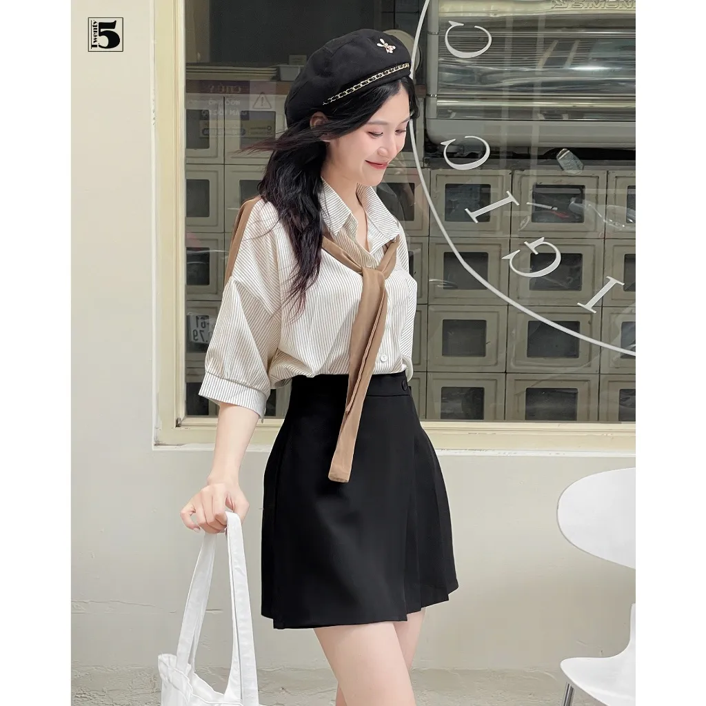Ảnh Chân váy nữ Twentyfive 2 lớp, 2 tà, xếp ly nửa, khóa sau 6282 1