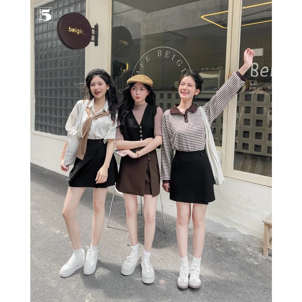 Ảnh Chân váy nữ Twentyfive 2 lớp, 2 tà, xếp ly nửa, khóa sau 6282 3