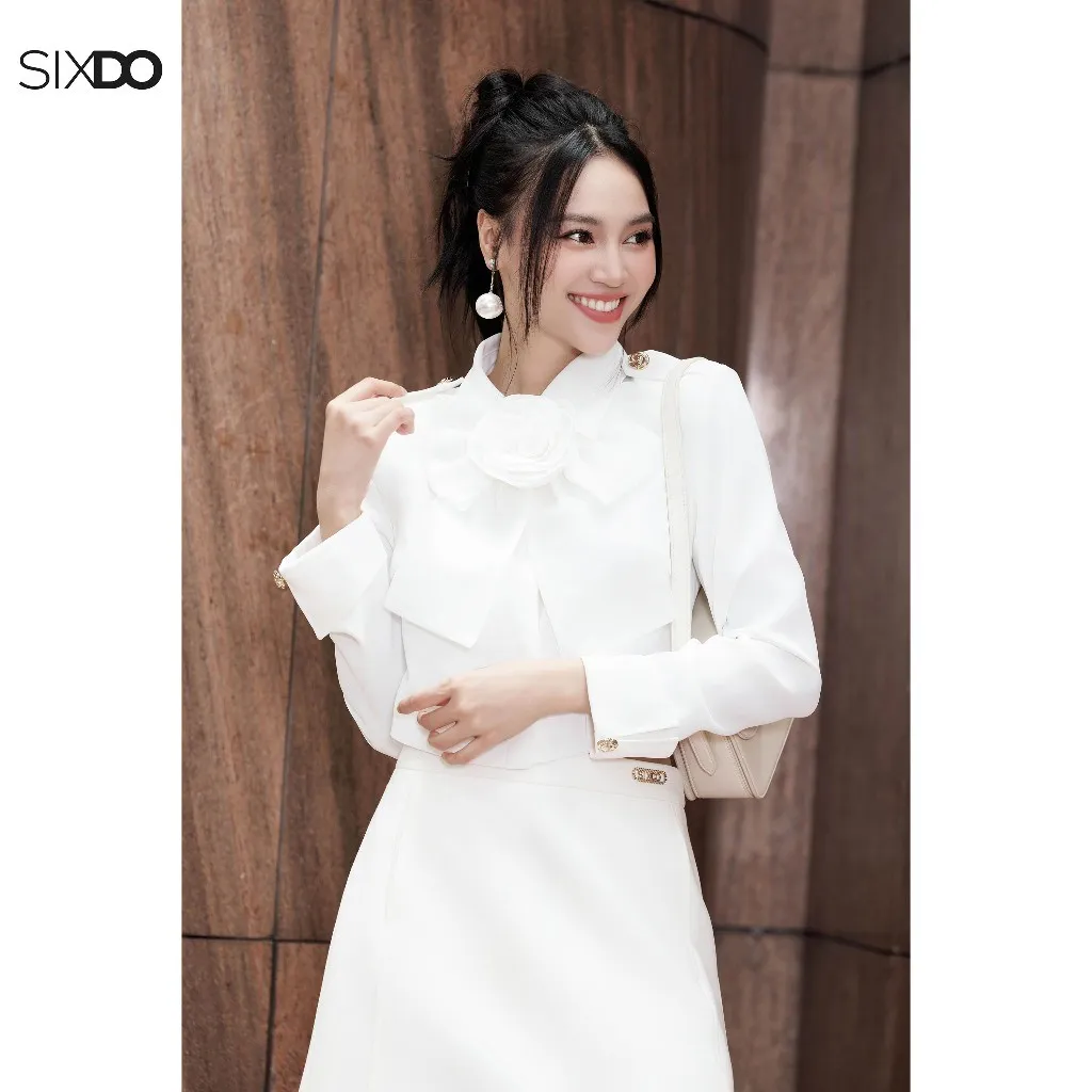 Ảnh Chân váy trắng dáng A ngắn SIXDO (White Mini Woven Woven Skirt) 2