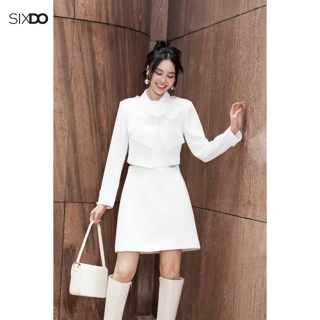 Ảnh Chân váy trắng dáng A ngắn SIXDO (White Mini Woven Woven Skirt) 3