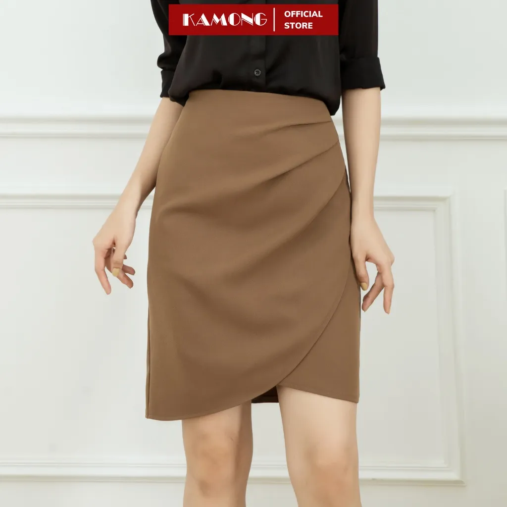 Ảnh Chân váy xếp ly tà chéo KAMONG phong cách công sở CV006 3