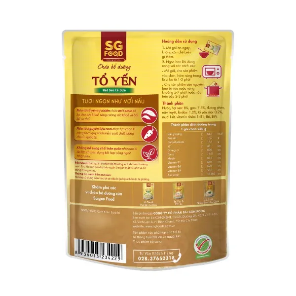 Ảnh Cháo Bổ Dưỡng Sài Gòn Food Tổ Yến Hạt Sen Lá Dứa 240g 2