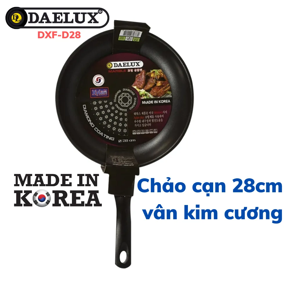 Ảnh Chảo cạn chống dính phủ vân kim cương Daelux 28cm Made in Korea DXF-D28 2